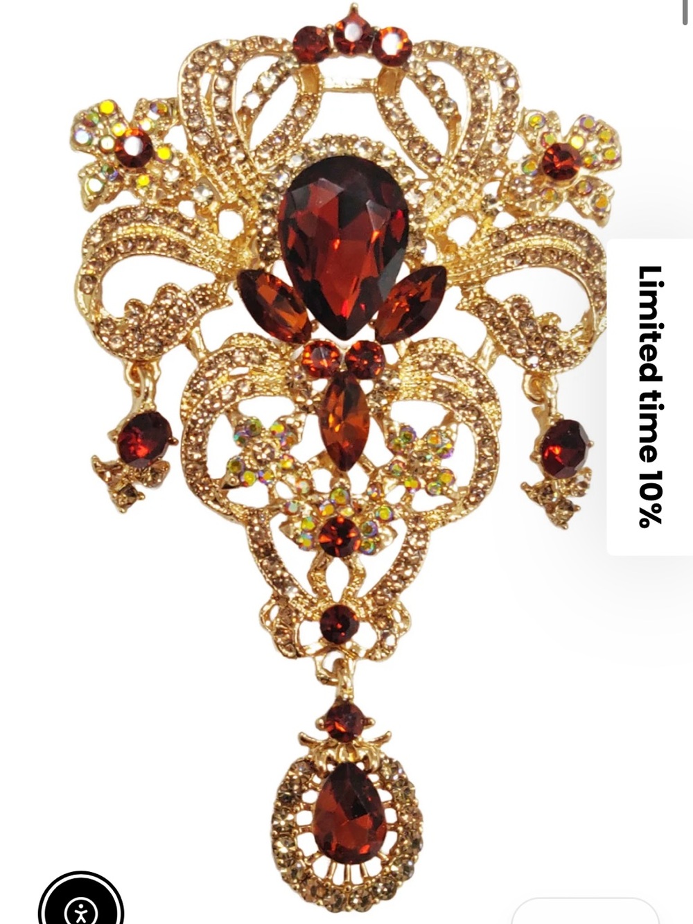 New- Aratta Silent Journey- Elegant and Sophisticated Pin- Orange Rust & Gold